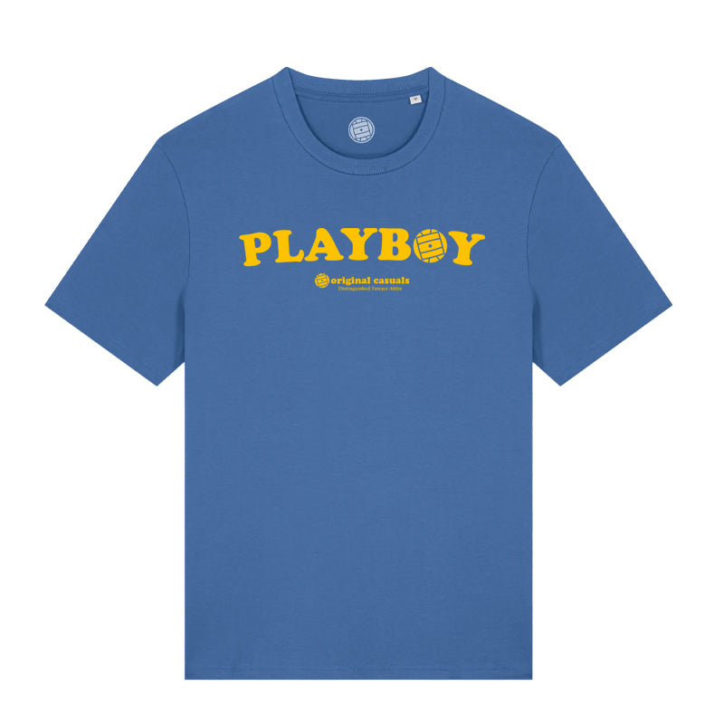 Original Casuals 'Playboy Text' Mid-Blue T-shirt