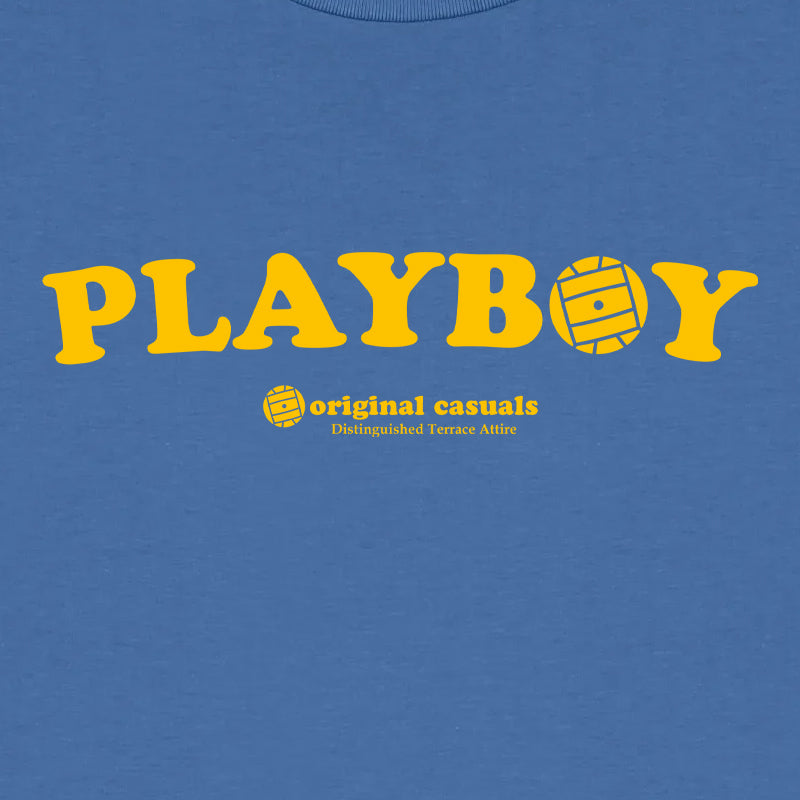 Original Casuals 'Playboy Text' Mid-Blue T-shirt